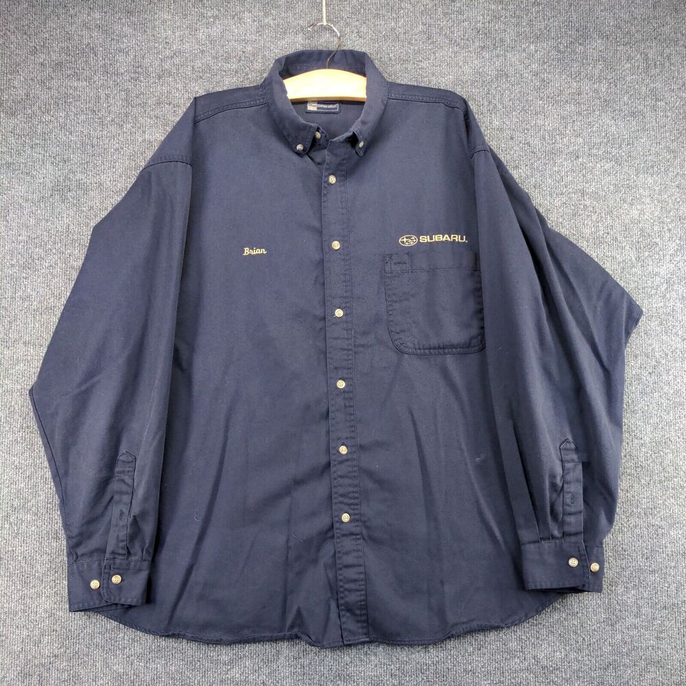 Blue Generation Mens Button Front Shirt Blue 2XL Embroidered Subaru Logo - Picture 2 of 15